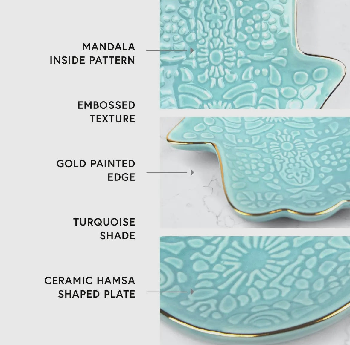 Hamsa Symbol Ceramic Multi Purpose Tray