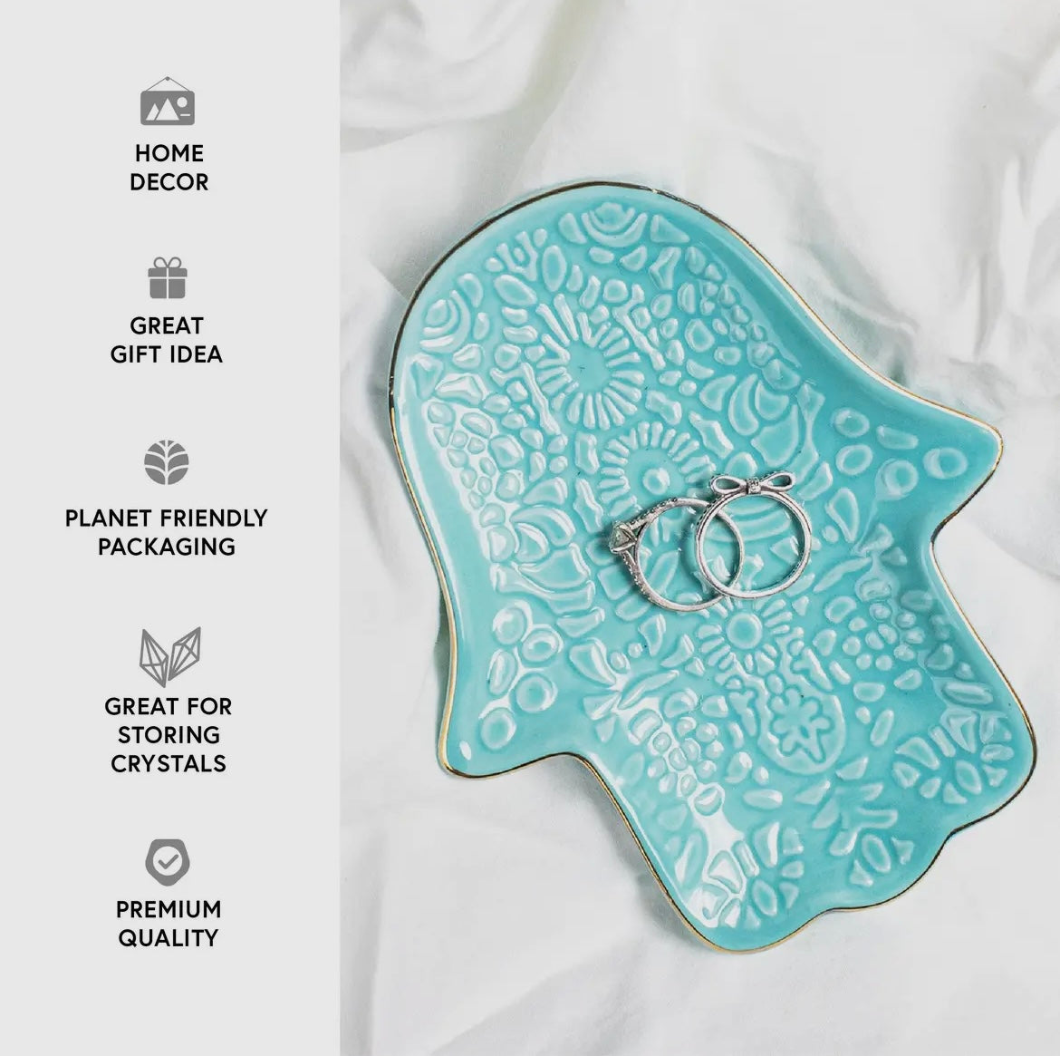 Hamsa Symbol Ceramic Multi Purpose Tray