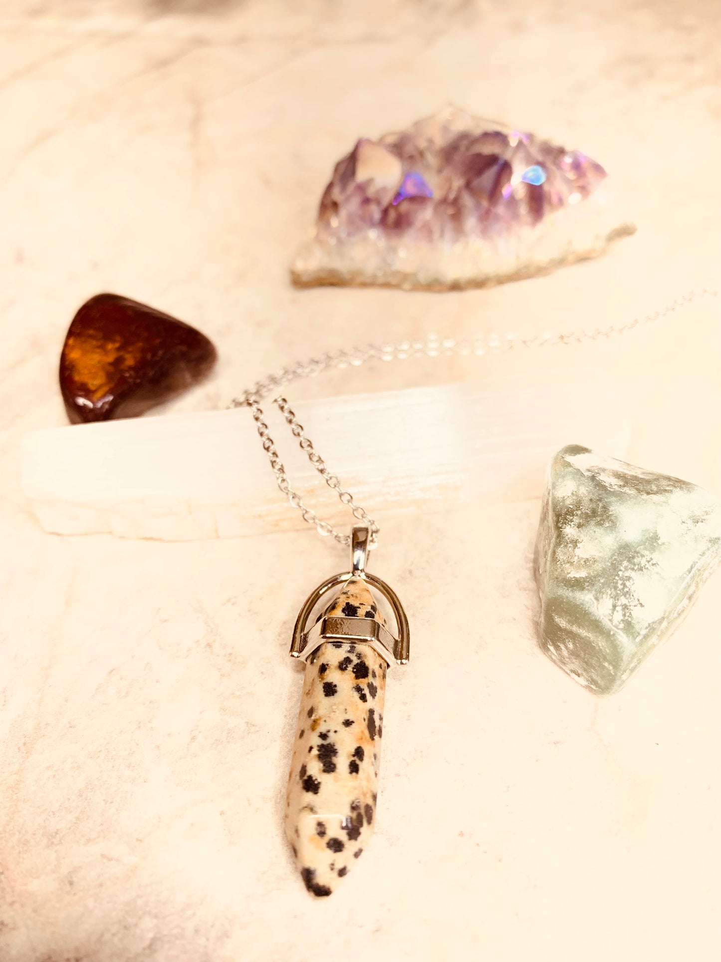 Dalmation Jasper Crystal Necklace