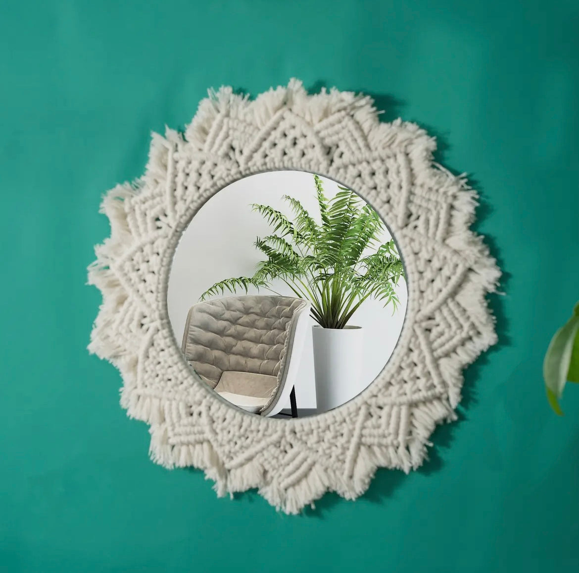 Macrame Bohemian Round Mirror