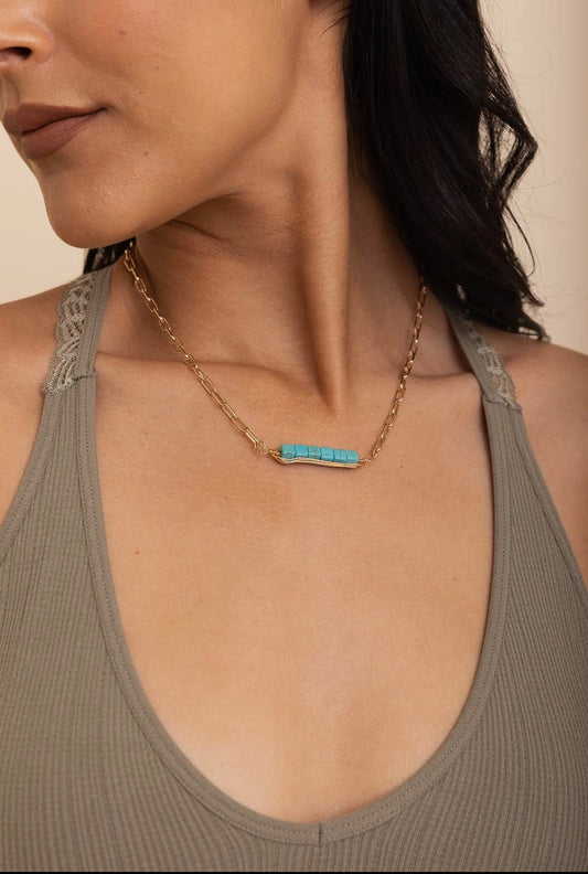 Stacked Turquoise Gold Necklace