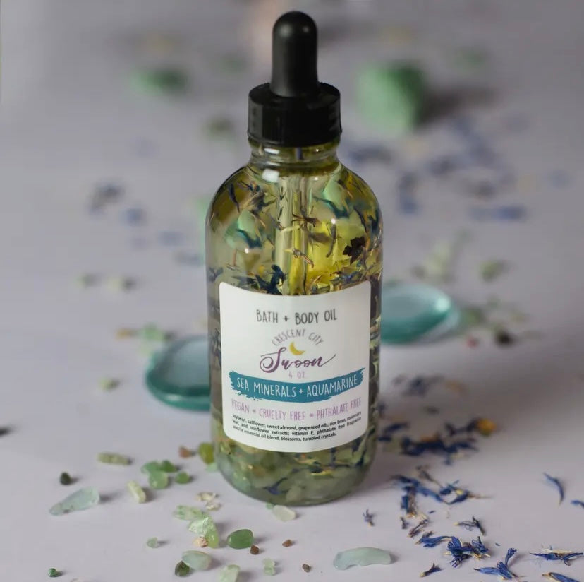 Sea Mineral Aquamarine crystal bath & body oil