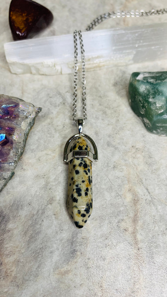 Dalmation Jasper Crystal Necklace