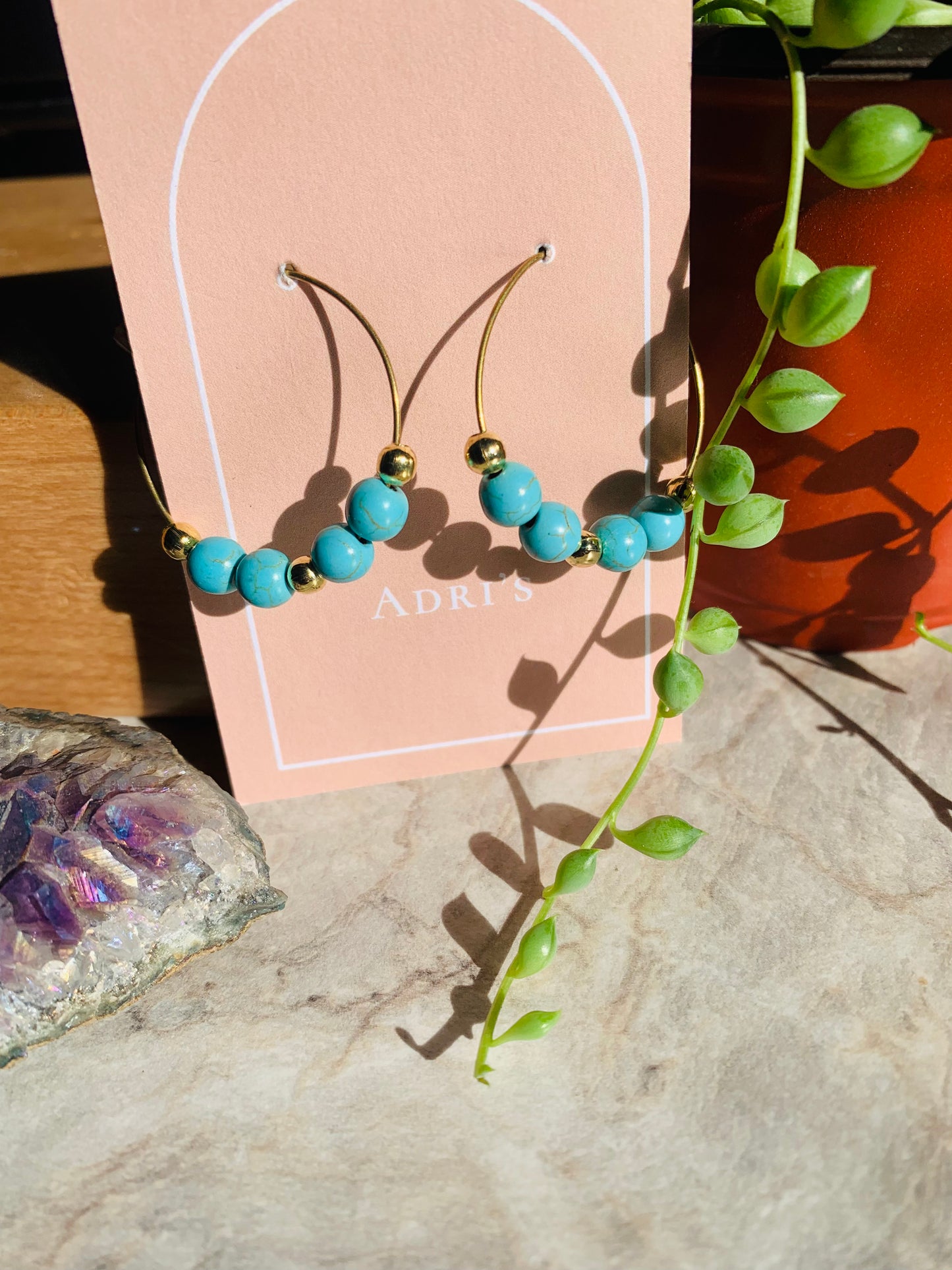 Turquoise hoop earrings